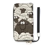 DWTJKMS Cartoon Black White Sheep Long Wallet Slim PU Leather Wallets for Men Women Minimalist Wallet with Card Slots, white, 20x10.5cm