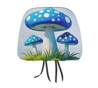 DWTJKMS Cartoon Blue Mushroom Car Seat Headrest Cover 2 PCS Adjustable Reusable, Auto Interior Seat Accessories Cute Vintage Car Headrest Protector Seats Cover,for Most Cars