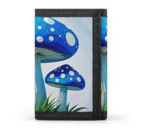 DWTJKMS Cartoon Blue Mushroom Wallet Minimalist Mens Slim Trifold Wallets Modern Fashion Wallets Anti-Theft Wallet Holds Cards And Cash