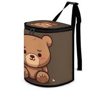 DWTJKMS Cartoon Brown Cute Bear Car Trash Can with Lid Large Capacity Hanging Auto Trash Bin Leak-Proof Waterproof Trash Bin Cars Must Haves Interior Accessories