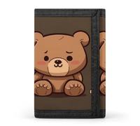 DWTJKMS Cartoon Brown Cute Bear Wallet Minimalist Mens Slim Trifold Wallets Modern Fashion Wallets Anti-Theft Wallet Holds Cards And Cash
