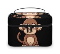 DWTJKMS Cartoon Brown Monkey Makeup Bag, Cosmetic Organizer Case Large Portable Capacity Make Up Bags Women Travel Toiletry Bags with Handle And Divider