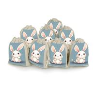 DWTJKMS Cartoon Cute Bunny Gift Pouches 8PCS Portable Small Drawstring Storage Bags Pouches Reusable Cotton Linen Bunches Pocket For Wedding, Travel, Office, Workout (Unisex)
