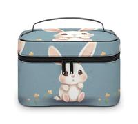 DWTJKMS Cartoon Cute Bunny Makeup Bag, Cosmetic Organizer Case Large Portable Capacity Make Up Bags Women Travel Toiletry Bags with Handle And Divider