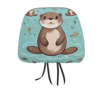 DWTJKMS Cartoon Cute Otter Car Seat Headrest Cover 1 PCS Adjustable Reusable, Auto Interior Seat Accessories Cute Vintage Car Headrest Protector Seats Cover,for Most Cars