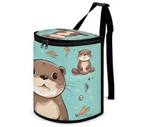 DWTJKMS Cartoon Cute Otter Car Trash Can with Lid Large Capacity Hanging Auto Trash Bin Leak-Proof Waterproof Trash Bin Cars Must Haves Interior Accessories
