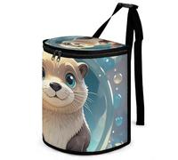 DWTJKMS Cartoon Cute Otter Car Trash Can with Lid Large Capacity Hanging Auto Trash Bin Leak-Proof Waterproof Trash Bin Cars Must Haves Interior Accessories