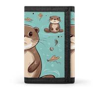 DWTJKMS Cartoon Cute Otter Wallet Minimalist Mens Slim Trifold Wallets Modern Fashion Wallets Anti-Theft Wallet Holds Cards And Cash