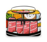 DWTJKMS Cartoon Hotpot Doodle Makeup Bag, Cosmetic Organizer Case Large Portable Capacity Make Up Bags Women Travel Toiletry Bags with Handle And Divider