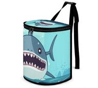 DWTJKMS Cartoon Shark Floating in Water Car Trash Can with Lid Large Capacity Hanging Auto Trash Bin Leak-Proof Waterproof Trash Bin Cars Must Haves Interior Accessories