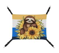 DWTJKMS Cartoon Sloth Sitting on Sunflower Cat Hammock Soft Sleeping Hammocks Adjustable Pet Hammock All Season Use for Cats, Ferret, Puppy, Rabbits, Small Animals (Classical)