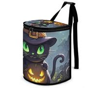 DWTJKMS Cat Halloween Car Trash Can with Lid Large Capacity Hanging Auto Trash Bin Leak-Proof Waterproof Trash Bin Cars Must Haves Interior Accessories