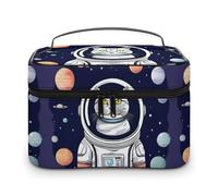 DWTJKMS Cat in Spacess Makeup Bag, Cosmetic Organizer Case Large Portable Capacity Make Up Bags Women Travel Toiletry Bags with Handle And Divider