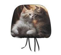 DWTJKMS Cat Kiss Car Seat Headrest Cover 2 PCS Adjustable Reusable, Auto Interior Seat Accessories Cute Vintage Car Headrest Protector Seats Cover,for Most Cars