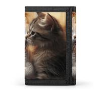 DWTJKMS Cat Kiss Wallet Minimalist Mens Slim Trifold Wallets Modern Fashion Wallets Anti-Theft Wallet Holds Cards And Cash