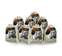 DWTJKMS Cat on Carpet Gift Pouches 8PCS Portable Small Drawstring Storage Bags Pouches Reusable Cotton Linen Bunches Pocket For Wedding, Travel, Office, Workout (Unisex)