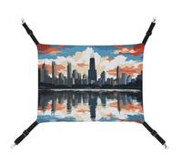 DWTJKMS Chicago Skyline Cat Hammock Soft Sleeping Hammocks Adjustable Pet Hammock All Season Use for Cats, Ferret, Puppy, Rabbits, Small Animals (Classical)