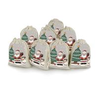 DWTJKMS Christmas Sheep Gift Pouches 8PCS Portable Small Drawstring Storage Bags Pouches Reusable Cotton Linen Bunches Pocket For Wedding, Travel, Office, Workout (Unisex)