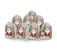 DWTJKMS Christmas Traditional Gnome Gift Pouches 8PCS Portable Small Drawstring Storage Bags Pouches Reusable Cotton Linen Bunches Pocket For Wedding, Travel, Office, Workout (Unisex)