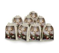 DWTJKMS Christmas Tree And Bells Gift Pouches 8PCS Portable Small Drawstring Storage Bags Pouches Reusable Cotton Linen Bunches Pocket For Wedding, Travel, Office, Workout (Unisex)