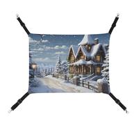 DWTJKMS Christmas Winter Happy Scene Cat Hammock Soft Sleeping Hammocks Adjustable Pet Hammock All Season Use for Cats, Ferret, Puppy, Rabbits, Small Animals (Classical)