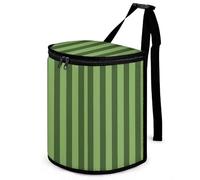 DWTJKMS Classic Green Striped Car Trash Can with Lid Large Capacity Hanging Auto Trash Bin Leak-Proof Waterproof Trash Bin Cars Must Haves Interior Accessories