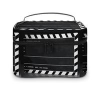 DWTJKMS Classic Movie Clapboard Black Makeup Bag, Cosmetic Organizer Case Large Portable Capacity Make Up Bags Women Travel Toiletry Bags with Handle And Divider