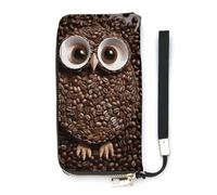 DWTJKMS Coffee Bean Owl Long Wallet Slim PU Leather Wallets for Men Women Minimalist Wallet with Card Slots, white, 20x10.5cm