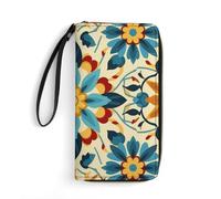 DWTJKMS Colorful Arabic Editable File Yellow Long Wallet Slim PU Leather Wallets for Men Women Minimalist Wallet with Card Slots, white, 19.7x10.5cm