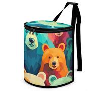 DWTJKMS Colorful Bears Car Trash Can with Lid Large Capacity Hanging Auto Trash Bin Leak-Proof Waterproof Trash Bin Cars Must Haves Interior Accessories