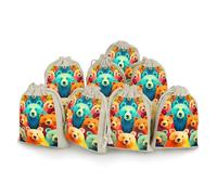 DWTJKMS Colorful Bears Gift Pouches 8PCS Portable Small Drawstring Storage Bags Pouches Reusable Cotton Linen Bunches Pocket For Wedding, Travel, Office, Workout (Unisex)