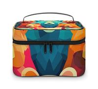 DWTJKMS Colorful Bears Makeup Bag, Cosmetic Organizer Case Large Portable Capacity Make Up Bags Women Travel Toiletry Bags with Handle And Divider