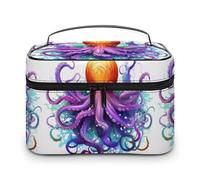 DWTJKMS Colorful Octopus Makeup Bag, Cosmetic Organizer Case Large Portable Capacity Make Up Bags Women Travel Toiletry Bags with Handle And Divider