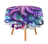 DWTJKMS Colorful Octopus Round Tablecloth, Picnic Dinner Party Decor Table Covers Summer Fall Outdoor Circle Cover 60x60in for Wedding Birthday Patio Party
