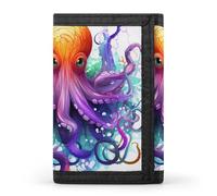 DWTJKMS Colorful Octopus Wallet Minimalist Mens Slim Trifold Wallets Modern Fashion Wallets Anti-Theft Wallet Holds Cards And Cash