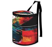 DWTJKMS Colorful Piano Keyboard Music Car Trash Can with Lid Large Capacity Hanging Auto Trash Bin Leak-Proof Waterproof Trash Bin Cars Must Haves Interior Accessories