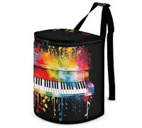 DWTJKMS Colorful Piano Keyboard Music Note Car Trash Can with Lid Large Capacity Hanging Auto Trash Bin Leak-Proof Waterproof Trash Bin Cars Must Haves Interior Accessories