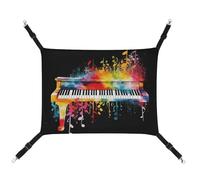 DWTJKMS Colorful Piano Keyboard Music Note Cat Hammock Soft Sleeping Hammocks Adjustable Pet Hammock All Season Use for Cats, Ferret, Puppy, Rabbits, Small Animals (Classical)