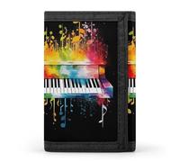 DWTJKMS Colorful Piano Keyboard Music Note Wallet Minimalist Mens Slim Trifold Wallets Modern Fashion Wallets Anti-Theft Wallet Holds Cards And Cash