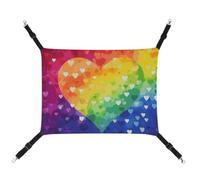DWTJKMS Colorful Rainbow Love Heart Cat Hammock Soft Sleeping Hammocks Adjustable Pet Hammock All Season Use for Cats, Ferret, Puppy, Rabbits, Small Animals (Classical)
