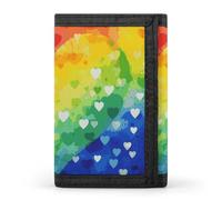 DWTJKMS Colorful Rainbow Love Heart Wallet Minimalist Mens Slim Trifold Wallets Modern Fashion Wallets Anti-Theft Wallet Holds Cards And Cash
