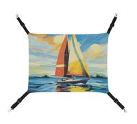 DWTJKMS Colorful Sail Boat Cat Hammock Soft Sleeping Hammocks Adjustable Pet Hammock All Season Use for Cats, Ferret, Puppy, Rabbits, Small Animals (Classical)