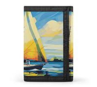 DWTJKMS Colorful Sail Boat Wallet Minimalist Mens Slim Trifold Wallets Modern Fashion Wallets Anti-Theft Wallet Holds Cards And Cash