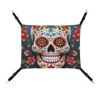DWTJKMS Colorful Sugar Skull Cat Hammock Soft Sleeping Hammocks Adjustable Pet Hammock All Season Use for Cats, Ferret, Puppy, Rabbits, Small Animals (Classical)