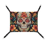 DWTJKMS Colorful Sugar Skull Cat Hammock Soft Sleeping Hammocks Adjustable Pet Hammock All Season Use for Cats, Ferret, Puppy, Rabbits, Small Animals (Classical)