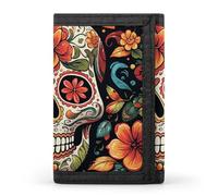 DWTJKMS Colorful Sugar Skull Wallet Minimalist Mens Slim Trifold Wallets Modern Fashion Wallets Anti-Theft Wallet Holds Cards And Cash