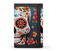 DWTJKMS Colorful Sugar Skull Wallet Minimalist Mens Slim Trifold Wallets Modern Fashion Wallets Anti-Theft Wallet Holds Cards And Cash