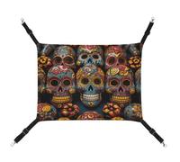 DWTJKMS Colorful Sugar Skulls Cat Hammock Soft Sleeping Hammocks Adjustable Pet Hammock All Season Use for Cats, Ferret, Puppy, Rabbits, Small Animals (Classical)
