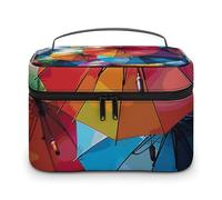 DWTJKMS Colorful Umbrella Makeup Bag, Cosmetic Organizer Case Large Portable Capacity Make Up Bags Women Travel Toiletry Bags with Handle And Divider