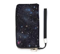 DWTJKMS Constellation Star Clusters Galaxies Long Wallet Slim PU Leather Wallets for Men Women Minimalist Wallet with Card Slots, white, 20x10.5cm